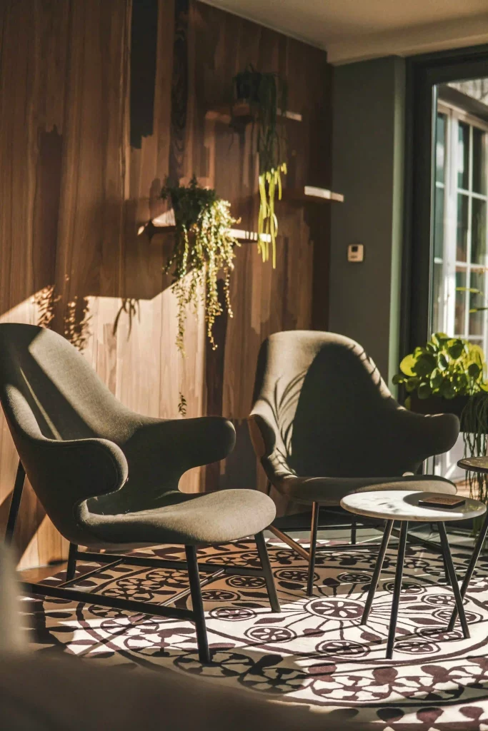 Stilvolle Hotellobby mit Sesseln und Tisch – Symbolfoto für Hotelauflösung in Hamburg