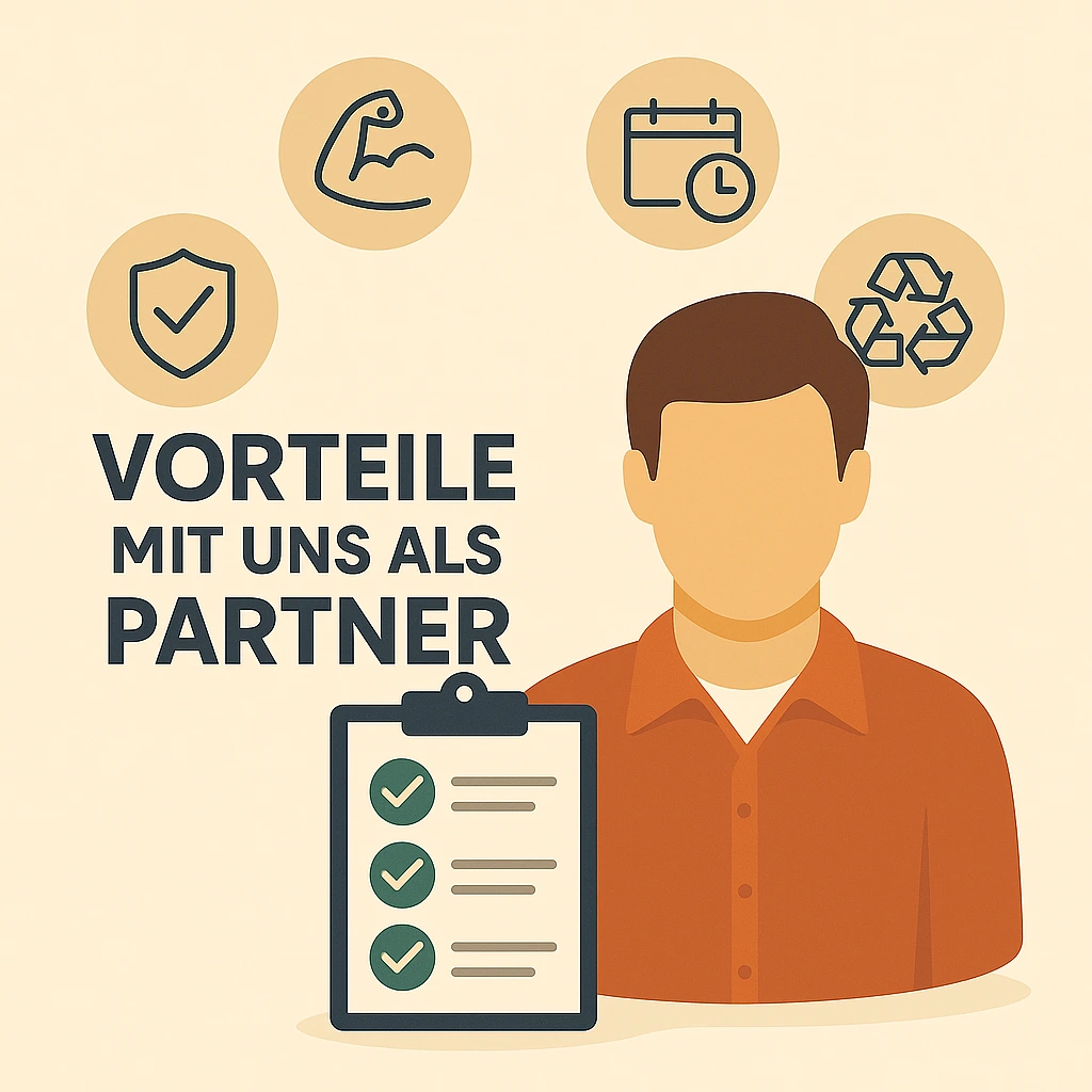Illustration „Vorteile mit uns als Partner“ – Symbol für zuverlässige Hotelauflösung in Hamburg