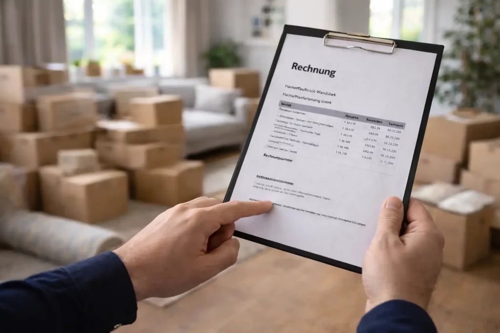Kosten einer Haushaltsauflösung in Hamburg Wandsbek anhand eines Angebots oder einer Rechnung erklärt