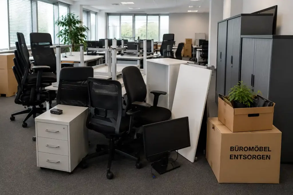 Büromöbelentsorgung in Hamburg mit Bürostühlen, Schreibtischen und Büroinventar