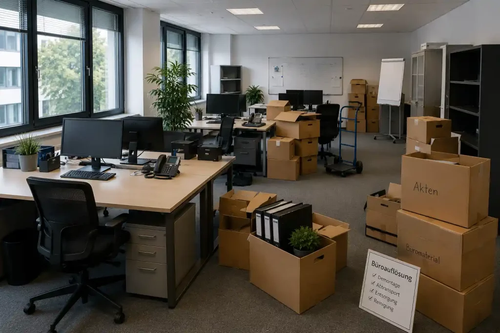 Firmenauflösung in Hamburg mit Büroräumung, Kartons und Büroinventar